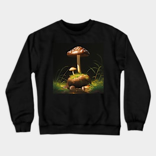 Two happy little mushrooms growing near a puddle Crewneck Sweatshirt